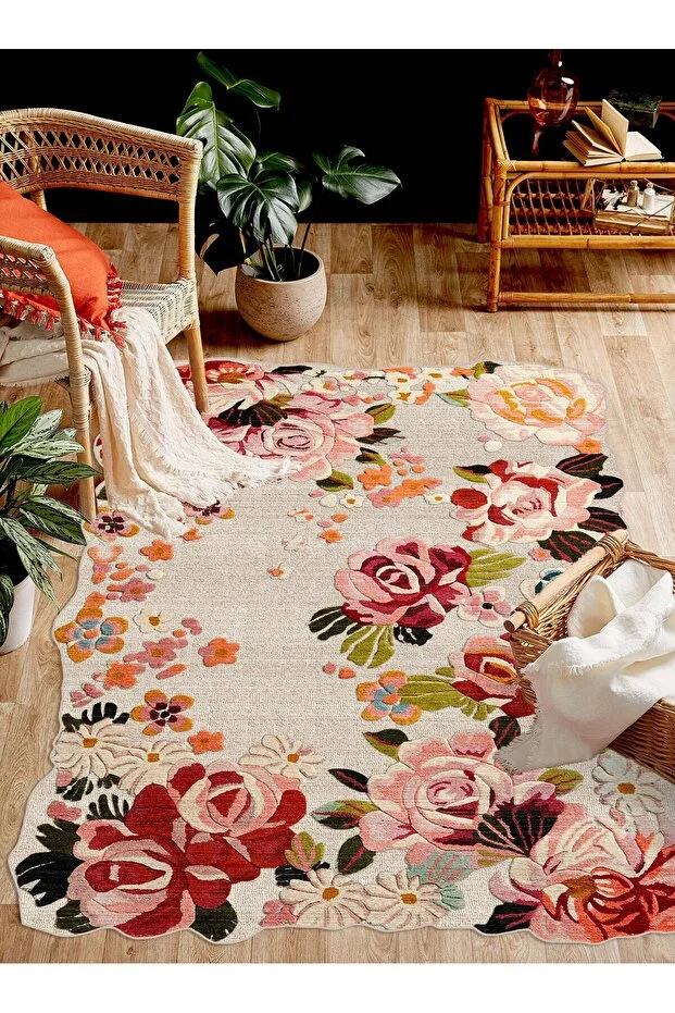 Decomia Home Digital Printed Non-Slip, Washable Flower Garden Living Room Hallway Carpet Runner-D4033